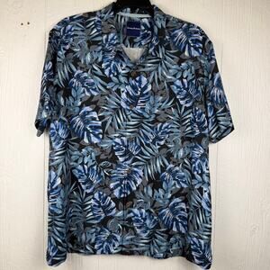 Tommy Bahama Hawaiian Silk shirt men’s XXL 100% silk blue floral/tropical